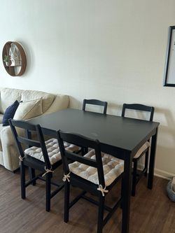 IKEA Dining Table + 4 Chairs & Cushions – $100 OBO