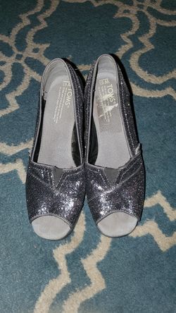 Ladies wedge heel glitter toms shoes