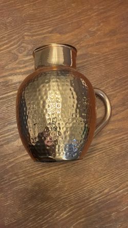 AncientImpex Style Hammered Pure Copper Water Jug Pitcher with Lid – 1.5L Ayurvedic Vessel (Used)