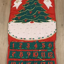 Vintage Fabric Christmas Advent Calendar Hand Made Countdown to Christmas