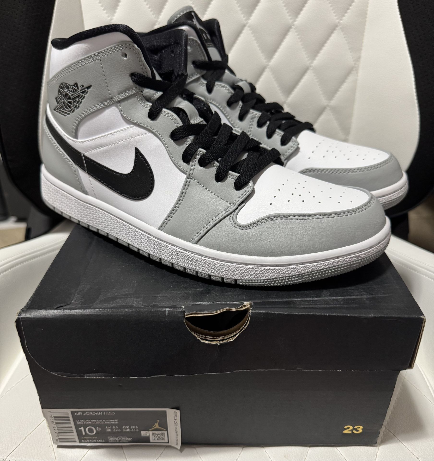 Jordan 1 Mid Light Smoke Grey Size 10.5