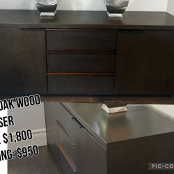 GREY OAK WOOD DRESSER
