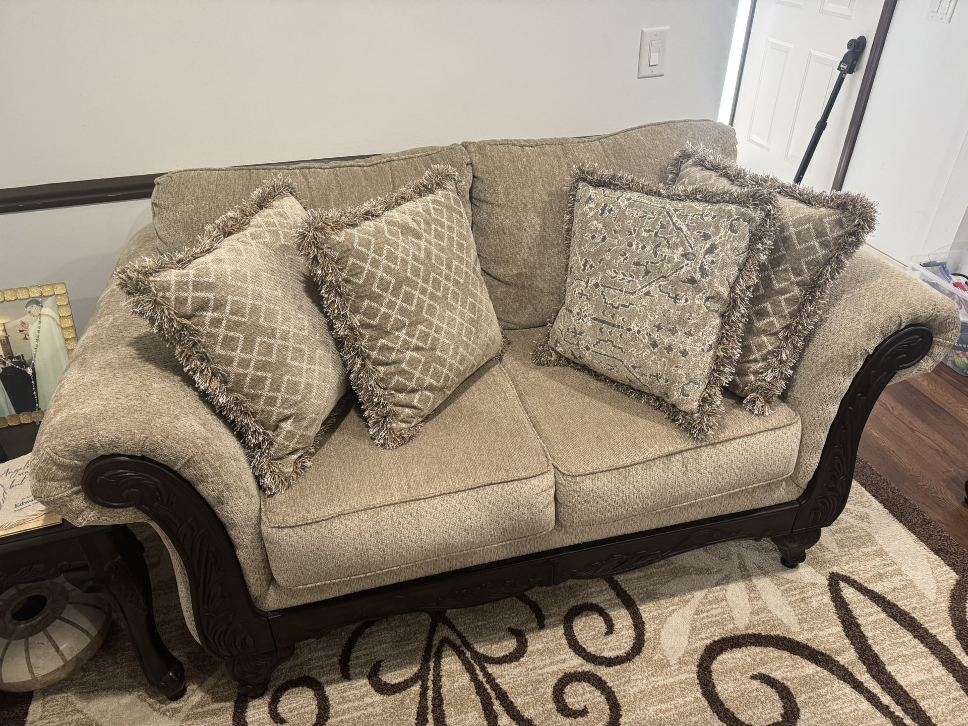 Love Seat, Couch, Two End Tables, And Coffee Table