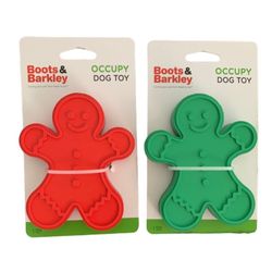 BOOTS & BARKLEY Dog Toys Set of Two Red and Green Gingerbread Men Rubber Occupy