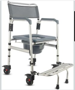 3-in-1 Bedside Commode Chair Shower Chair Rolling Toilet Chair with Wheels Adjustable