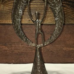 Artist Signed Mid Century Modern Angel Cast Bronze Sculpture