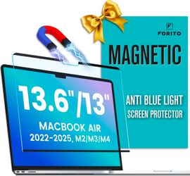 Magnetic Anti Blue Light Screen Protector Compatible with MacBook Air 13.6 inch (2022-2025, M2, M3, M4), Bubble-Free Install, Removable & Reusable Ant
