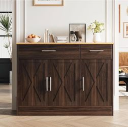 Brand New - Dark Walnut Sideboard Buffet Cabinet with Drawers- Amazon