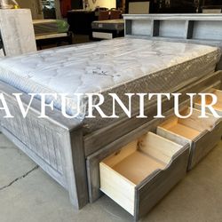 Queen Bed 3 Drawers And Mattress 