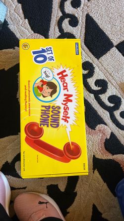 Lakeshore Learning box contains a set of 10 red Hear Myself Sound Phones designed to help children develop reading fluency by allowing them to hear th