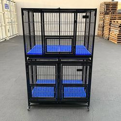 (New) $370 Set of (2) Stackable Heavy-Duty Dog Cage Crate 41x31x65 inches