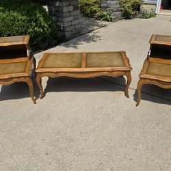 Vintage Midcentury Step Back Livingroom Room Set- 2 End Tables and Coffee table