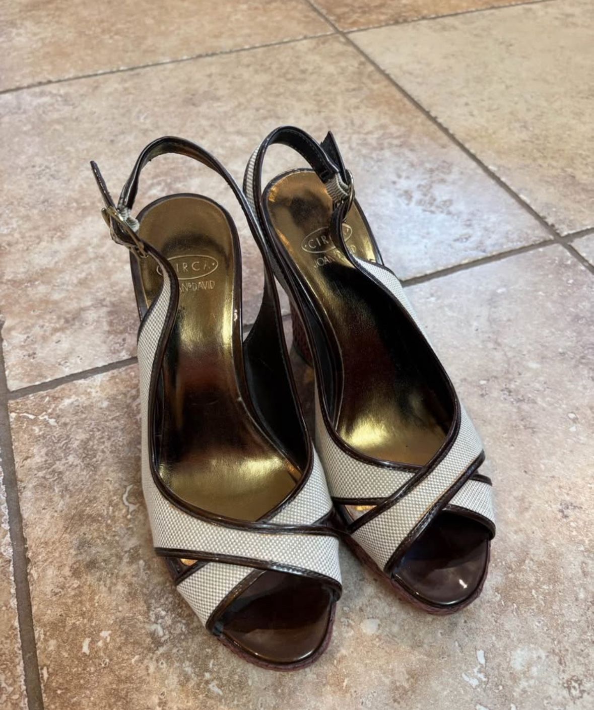 Circa Joan and David open toed wedge heels