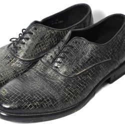 NEW John Varvatos Textured Leather Oxfords Charcoal (black-gray) Italy Mens shoes 10