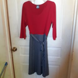 XL Vintage Style B&W Polka Dot &Red DRESS July 4th Party