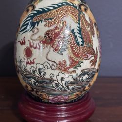 Chinese Hand Painted Dragon Porcelain Egg