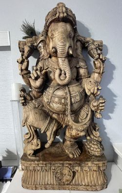 Hand Carved Wood Lord Ganesh