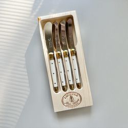 NIB Jean Dubost Laguiole • 4-Piece Spreader Set • Ivory Handles • Made in France