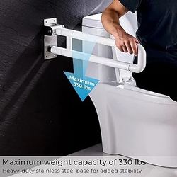 Handicap Grab Bar for Bathroom, Flip Up Toilet - Rail for Elderly for Wall, Non-Slip Toilet Handle, Suitable for Pregnant Women and Disabled, 23.6"