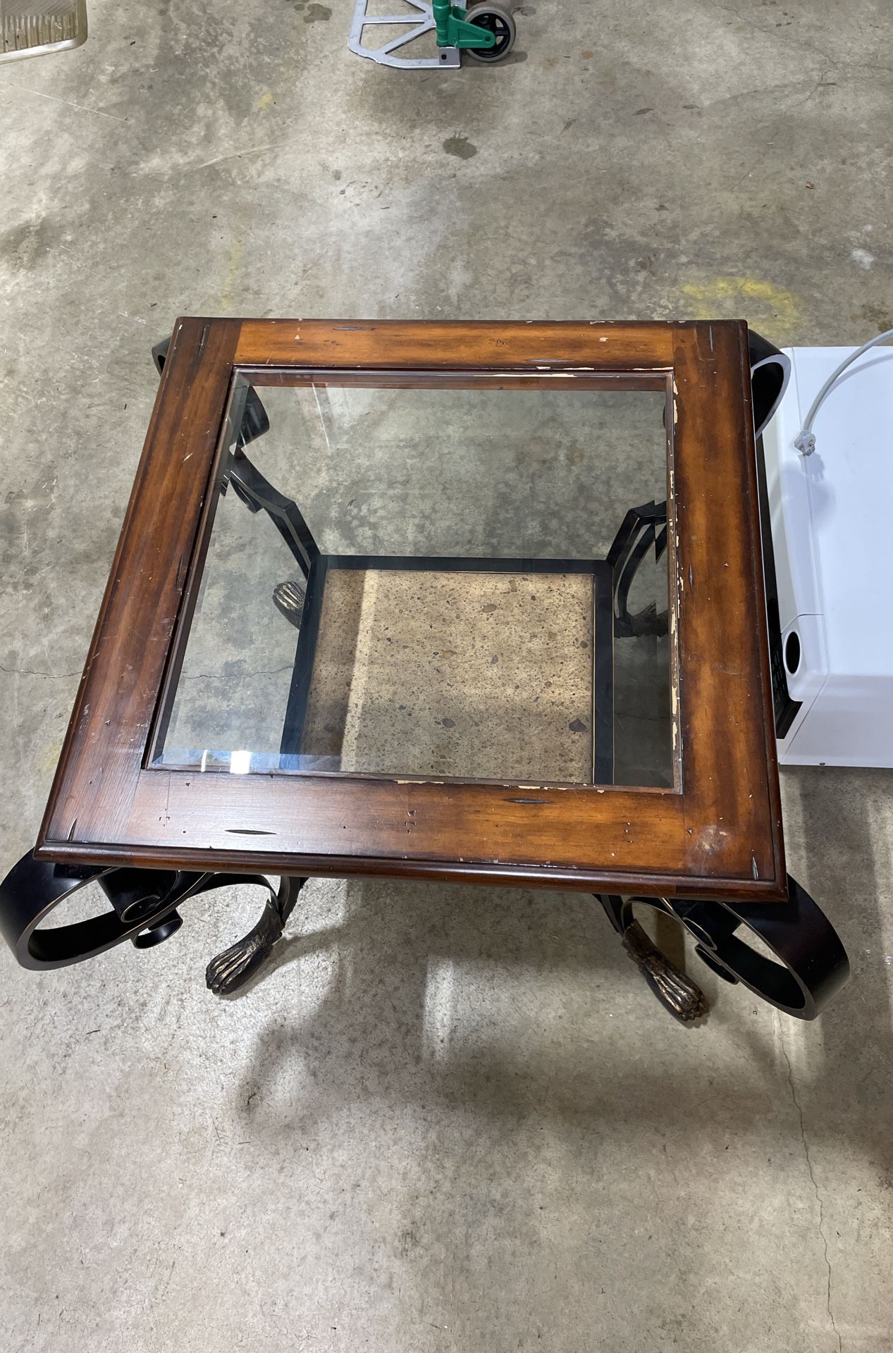 Pine End Table Glass Top