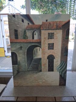 Mesiterranian street s ene canvas frame