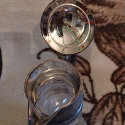 Tall Vintage Glass Pitcher With Cover