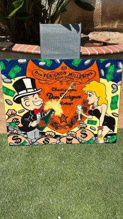 Canvas Champagne and Money