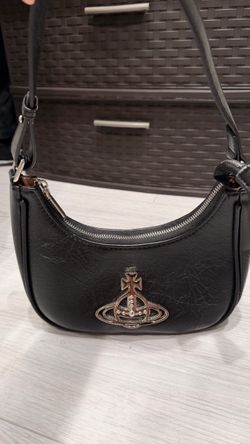 Y2K Black Shoulder Bag Silver Orb Detail
