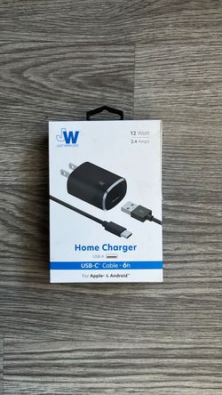 Just Wireless 2.4A / 12W 1-Port USB-A Home Charger with a 6-foot USB-C to USB-A cable.