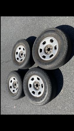 4 X 265/70r16 6x5.5 6x139.7 Stock Chevy Silverado Wheels Rims Good Treads Tires