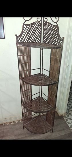 Wrought Iron Corner Shelf Unit 4-Tier
