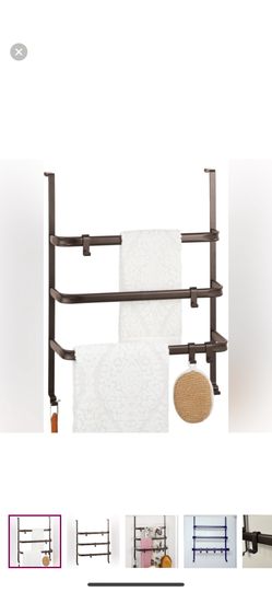 Metal Over Shower Door Towel Rack Holder for Bathroom