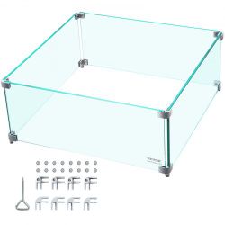 VEVOR Fire Pit Wind Guard, 14 x 14 x 6 Inch Glass Wind Guard
