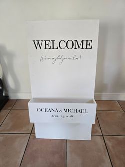 Wedding Sign with Pocket for Flowers