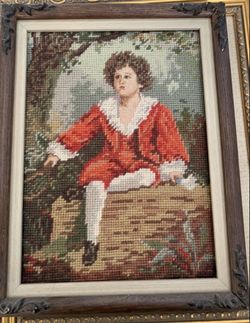 Hand Embroidered Framed Wall Picture ‘Young Boy’