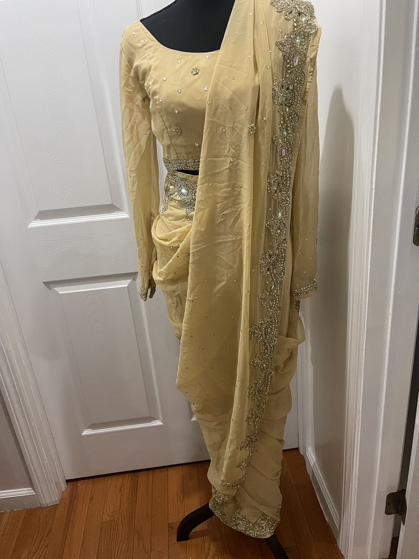sari dress chiffon embroidered