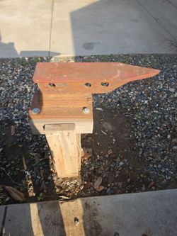 Steel Anvil on Wood Stand