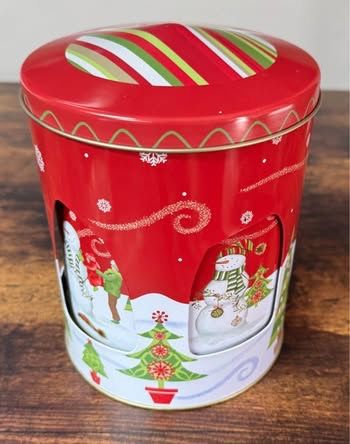 Musical Tin Cookie Canister Pier 1 Imports Plays Deck the Halls just $5 xox