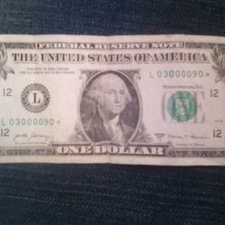 $1bill Unique Serial Number Star Note