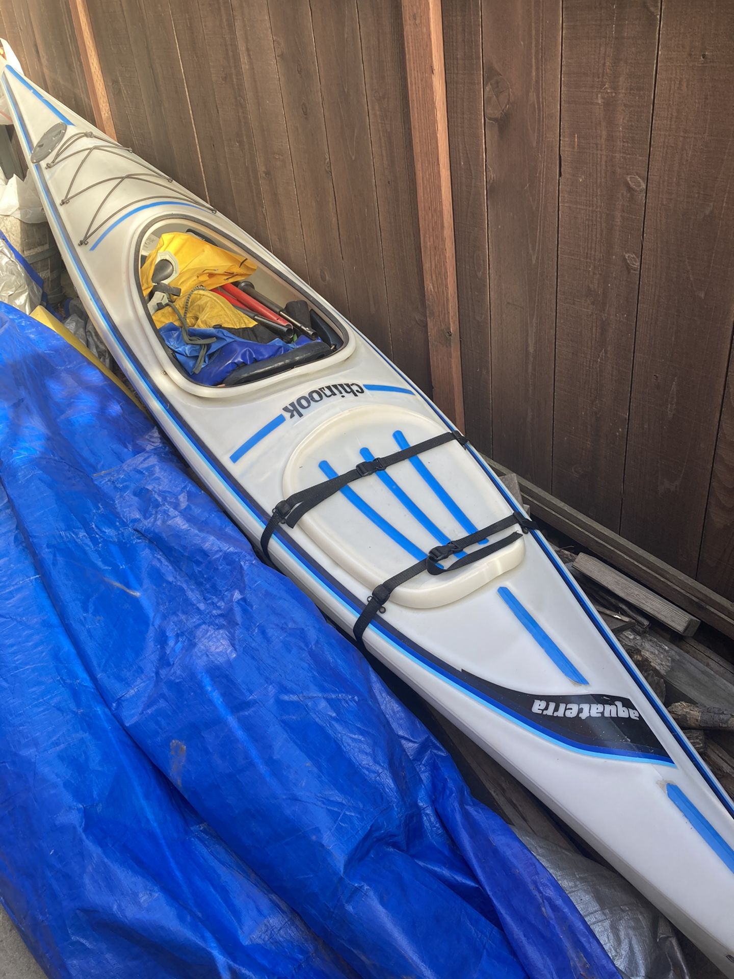 16’ Perception Aquaterra Chinook Sea Kayak With Paddle