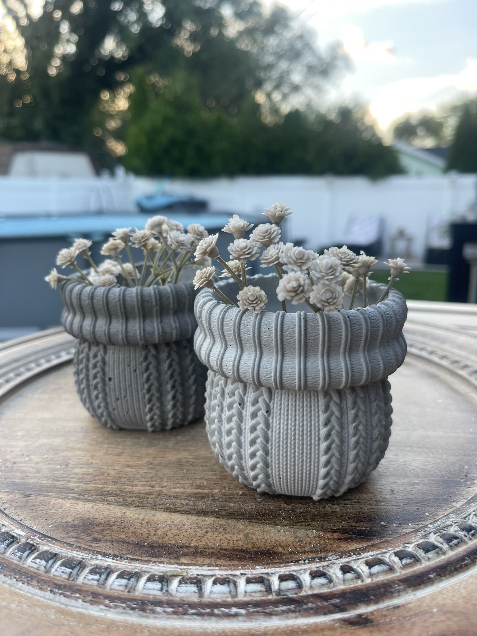 Handmade Sweater Cement Pots