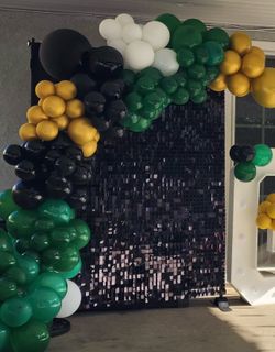 Shiny Black Square Sequin Shimmer Wall Party Photo Backdrop, Wall Art Décor 24 Panels