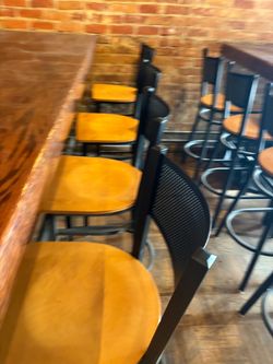 Metal Bar Stools with Wood Seats