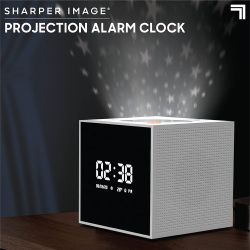 SHARPER IMAGE Projection Alarm Clock with Soothing Sounds and Relaxing Visuals, 4 Projections & 10 Soothing Soundscapes, Full-Function Digital Alarm C