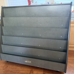 ECR4Kids Double-Sided Wooden Mobile Book Display and Storage, Montessori Furniture, Grey Wash