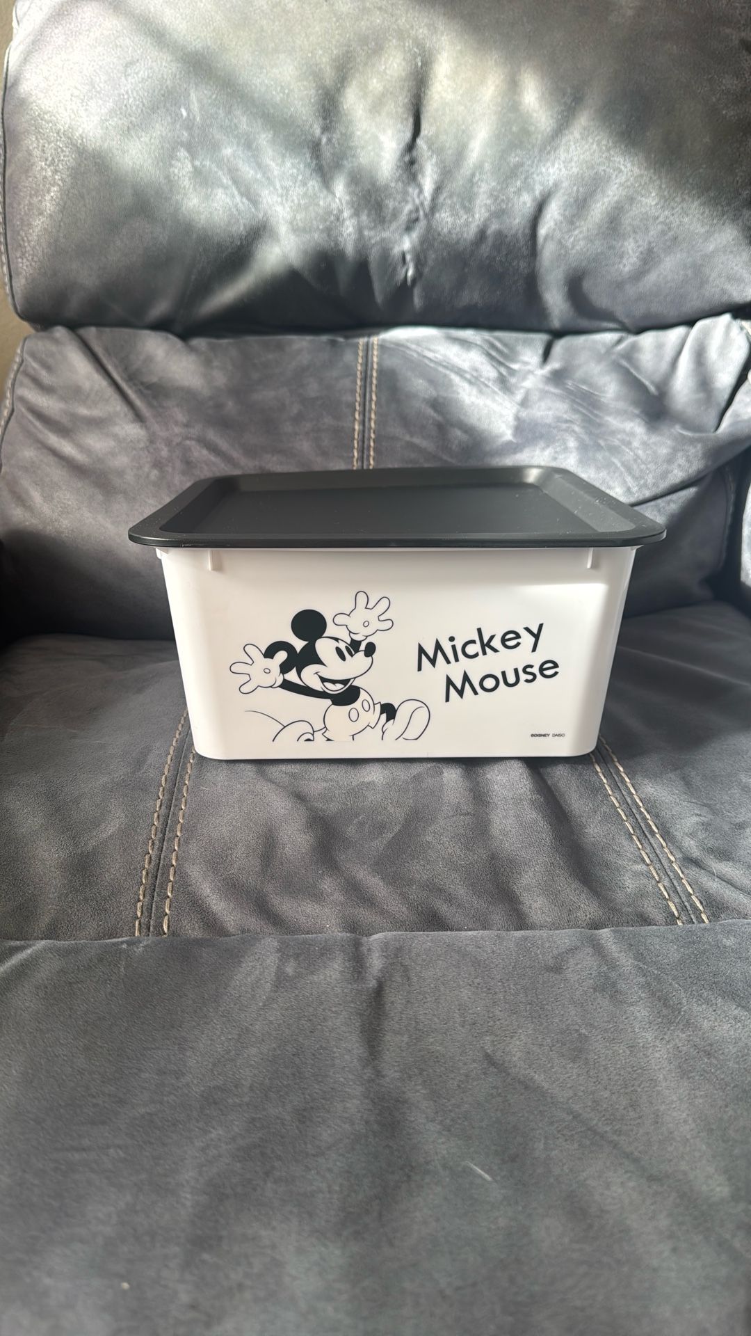 New Without Tags Disney Mickey Mouse Black White Plastic Storage Container Box