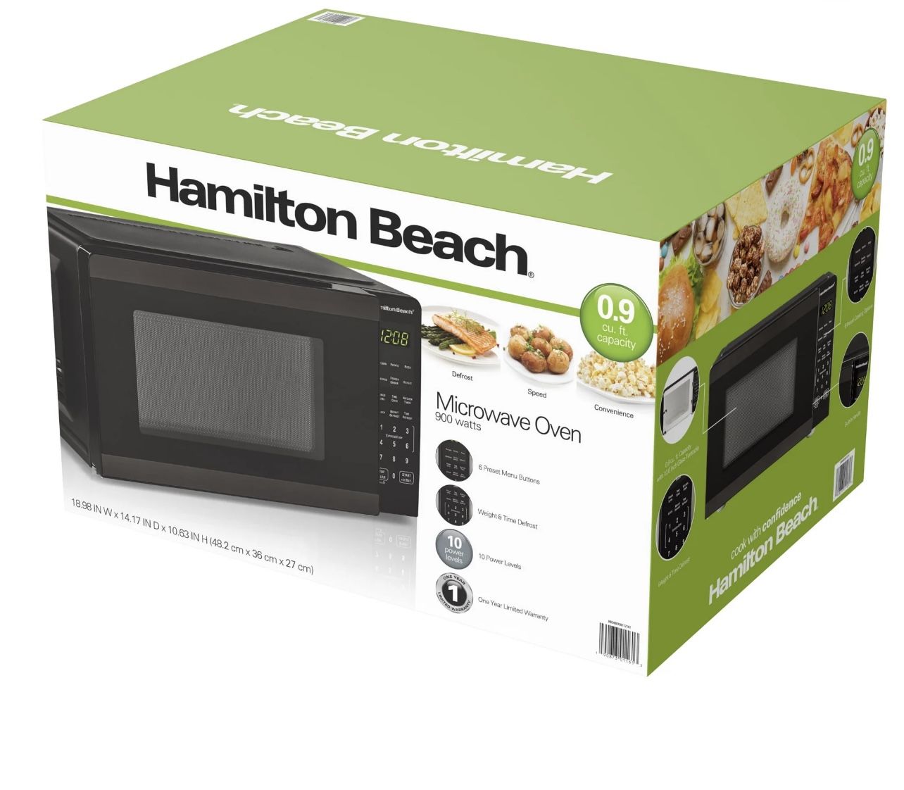 Hamilton Beach 0.9 Cu Ft Microwave – 900W, Black