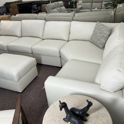 Furniture- 100% Real Top Grain Leather 5 Pc Sectional- Radley
