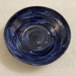 Blue Pottery Bowl - 9 Inch Diameter 