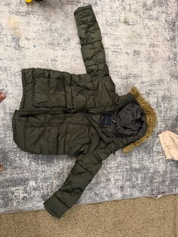Tommy Hilfiger Olive Puffer Jacket with Fur Hood